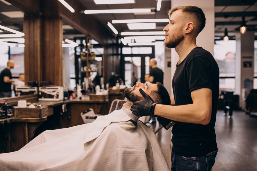 Student at barber training