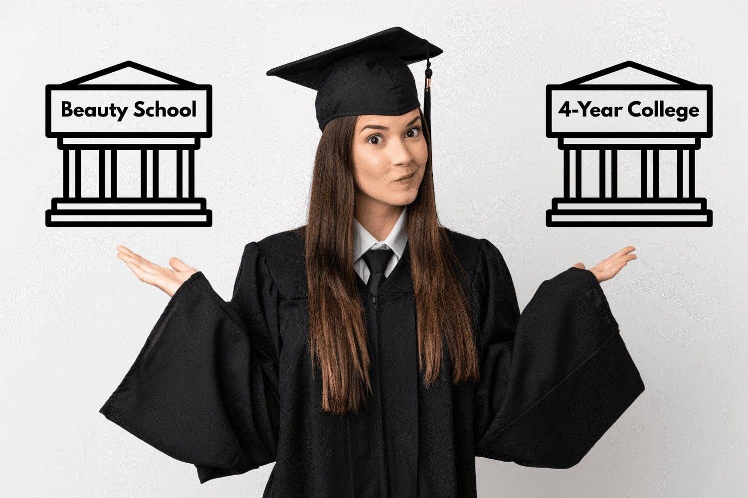 Student contemplating whether she should choose a 4 year college or a beauty school