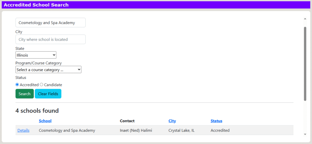 Cosmetology & Spa Academy NACCAS accreditation