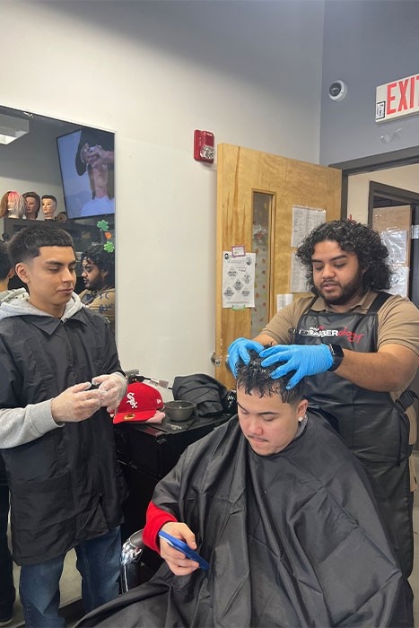 Student in Barber School doing Barber Training in CSA Academy Illinois