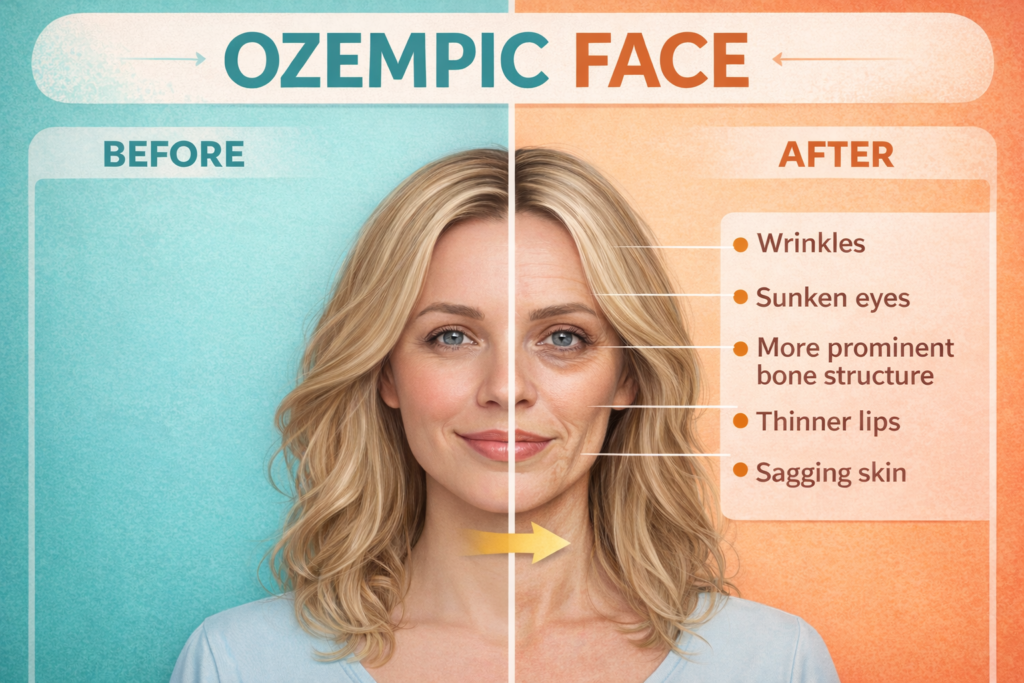 Ozempic Face: What It Is & How Estheticians Can Help 1 ozempic face signs that can be preveneted with professional esthetician treatments